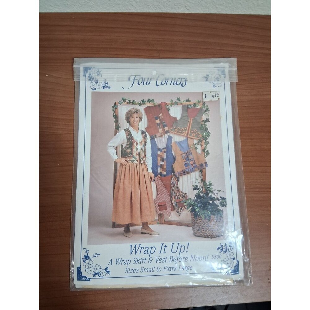 VTG Four Corners Wrap It Up Skirt Vest Sewing Pattern 90s Y2K AK12